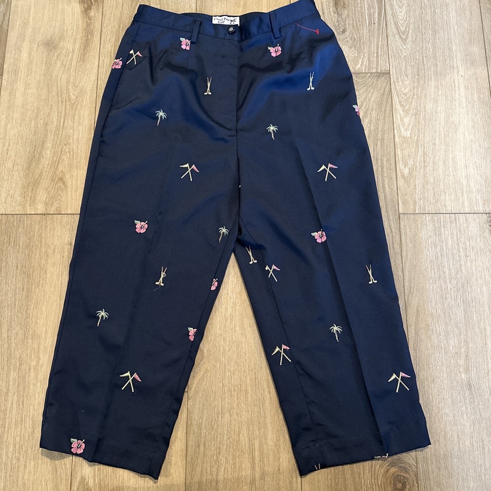 Coral Bay Golf Women's Capri Pants 10 Floral Palm Tree‎ Golf Clubs Stretch
